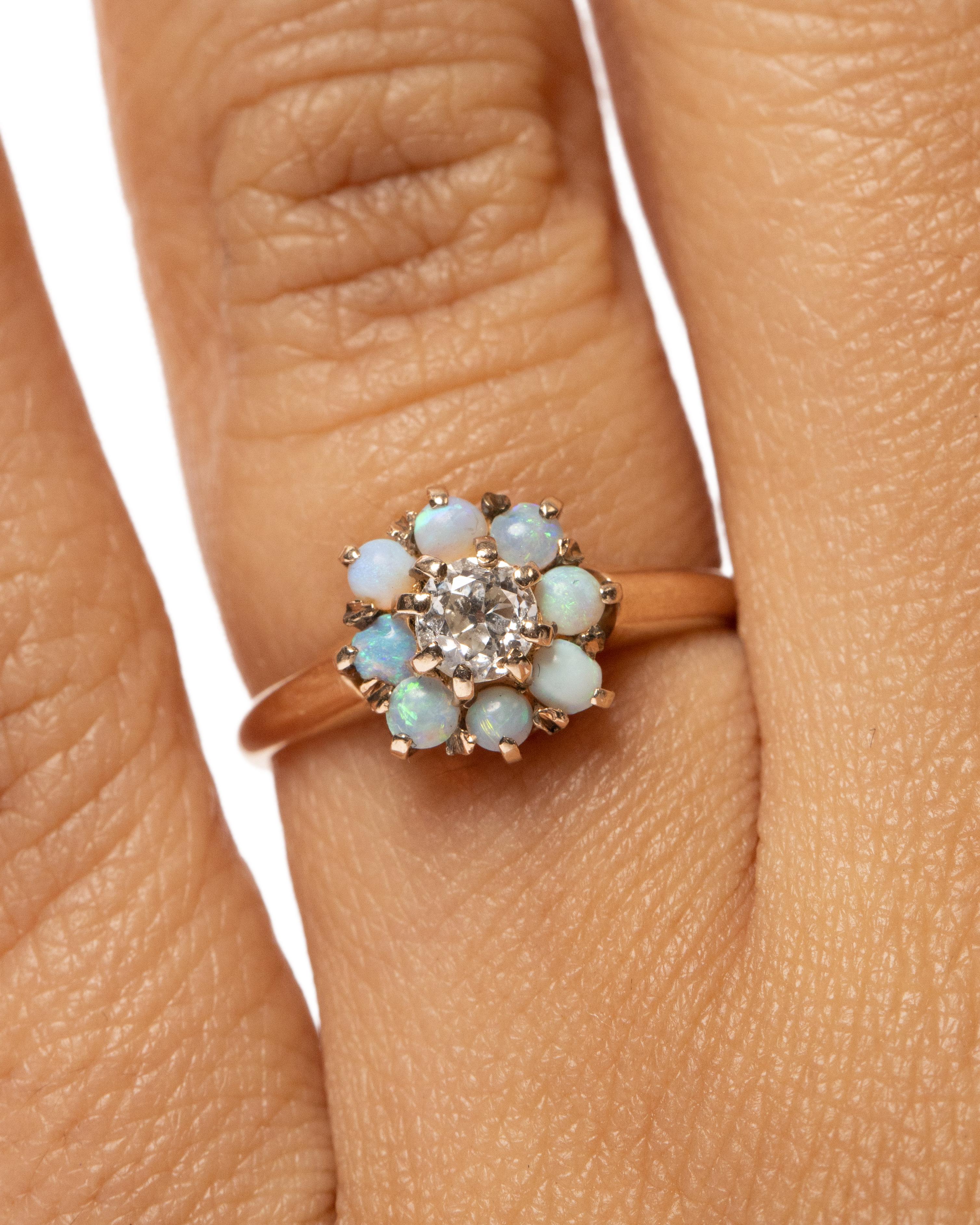 .18 Carat Edwardian 14 Karat Yellow Gold Diamond Engagement Ring For Sale 2