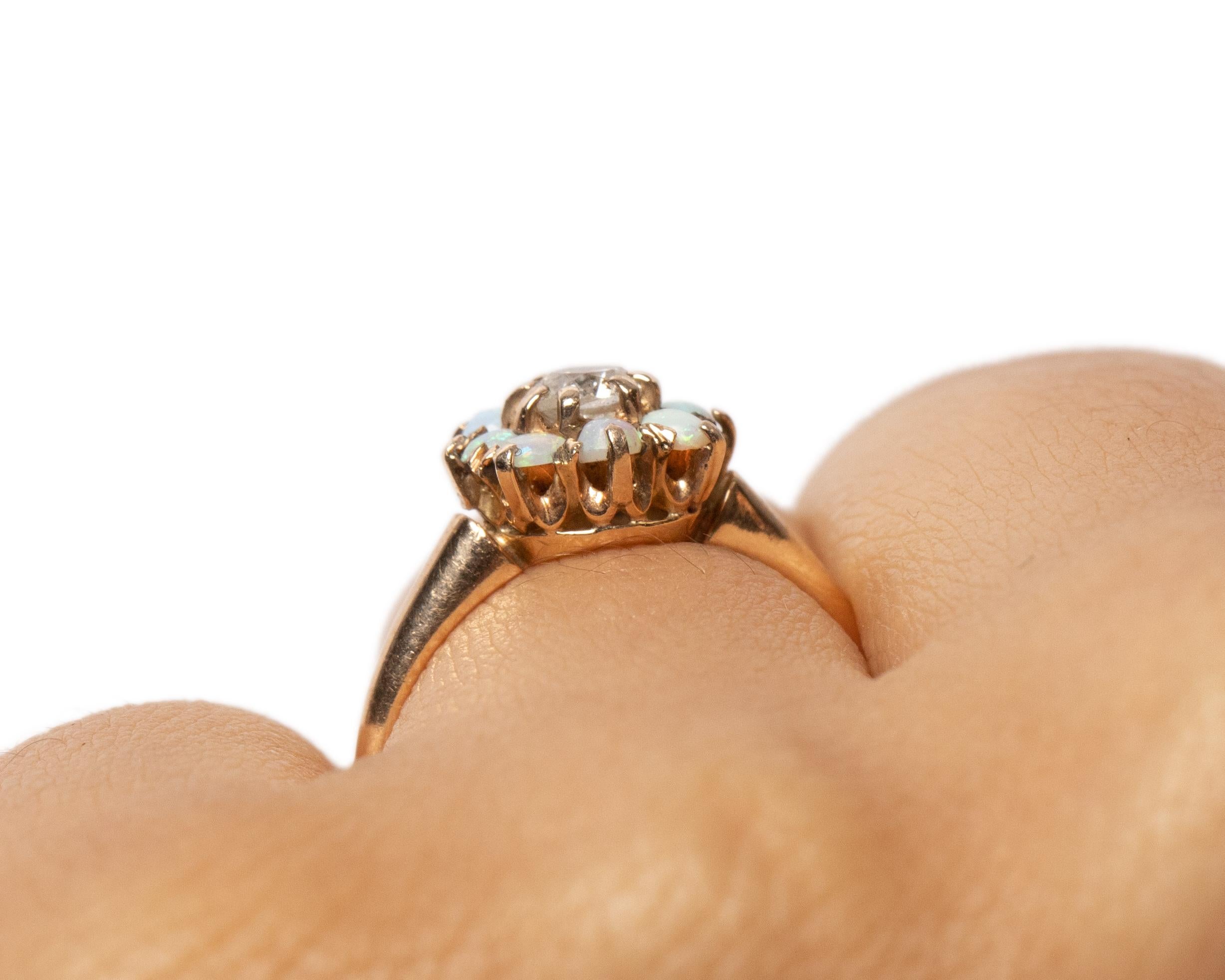 .18 Carat Edwardian 14 Karat Yellow Gold Diamond Engagement Ring For Sale 3