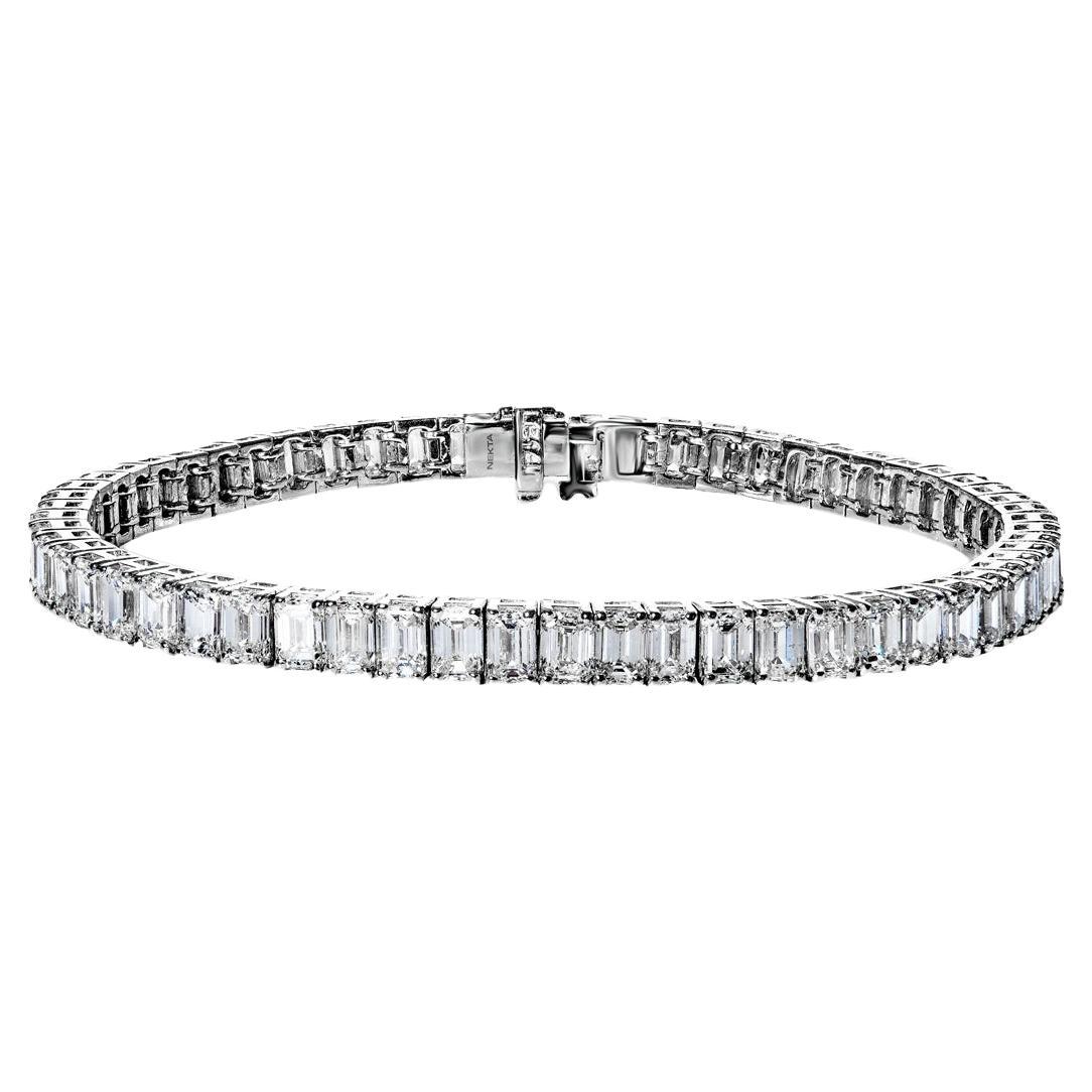 Bracelet tennis avec diamants taille émeraude de 18 carats certifiés