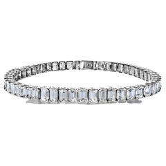 Bracelet tennis avec diamants taille émeraude de 18 carats certifiés
