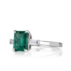 1.8 Carat Emerald Diamond Ring 14K White Gold Pure Sophistication