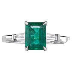 1.8 Carat Emerald Diamond Ring 14K White Gold Pure Sophistication