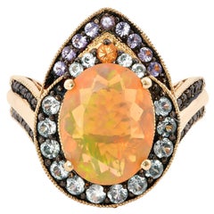 1.8 Carat Ethiopian Opal Ring in 14 Karat Yellow Gold with Diamonds