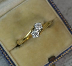 18 Carat Gold and 0.39 Carat Diamond Toi Et Moi Ring on Twist