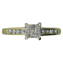 18 Carat Gold and 0.33 Carat Diamond Square Cluster Ring