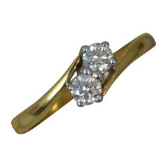 Antique 18 Carat Gold and 0.39 Carat Diamond Toi Et Moi Ring on Twist