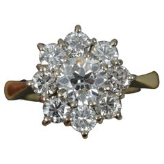 Anello a grappolo in oro 18 carati e diamanti da 1,8 carati