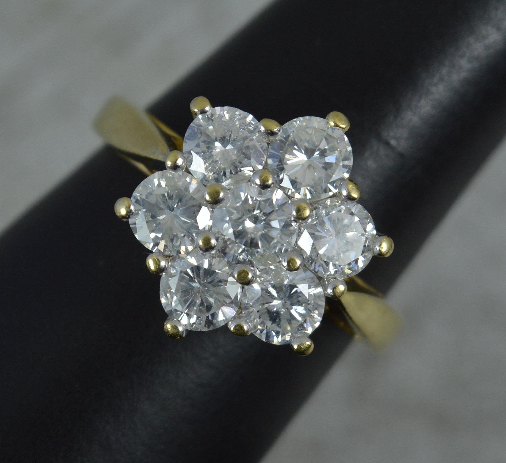 18 Carat Gold and 2.00ct Diamond Daisy Cluster Ring For Sale 6