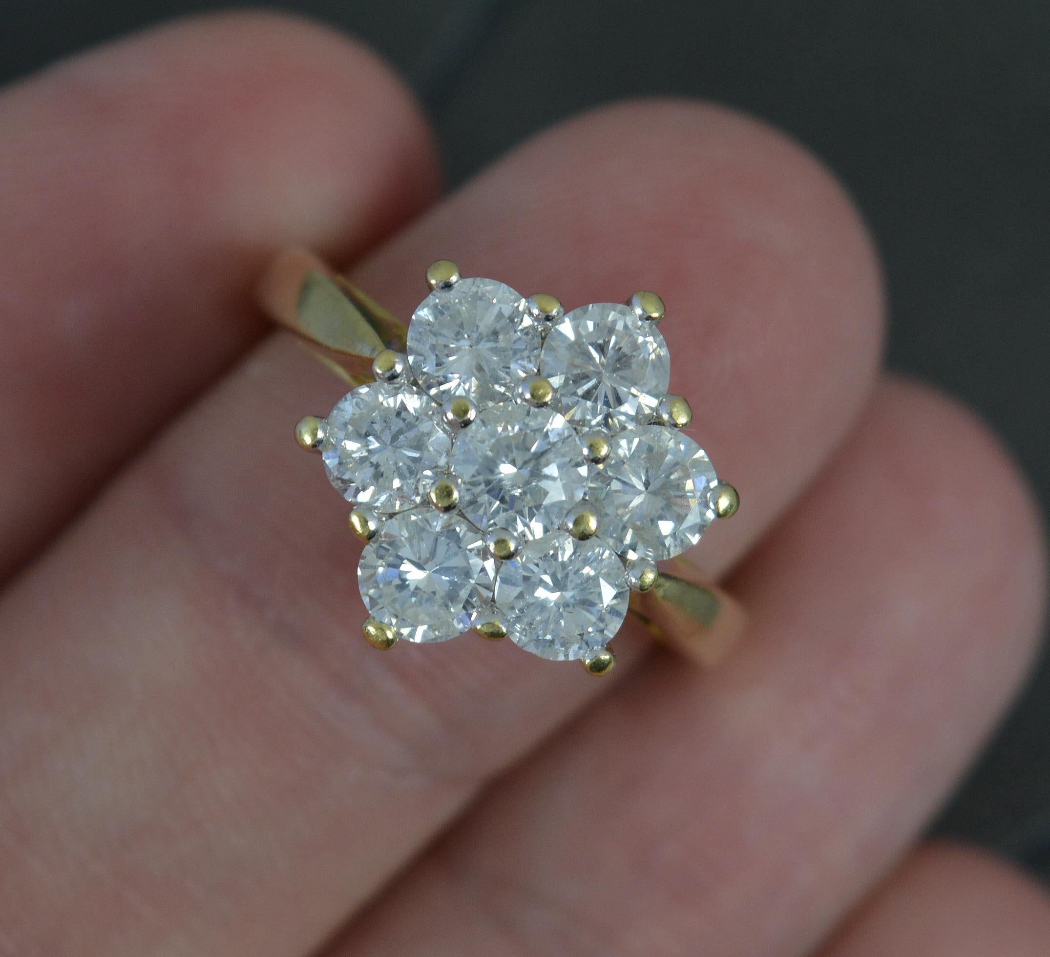 18 Carat Gold and 2.00ct Diamond Daisy Cluster Ring For Sale 1