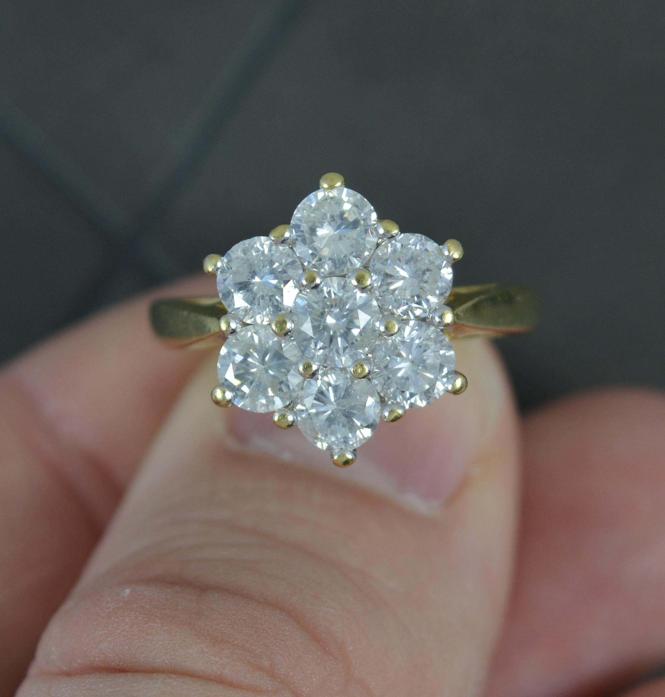 18 Carat Gold and 2.00ct Diamond Daisy Cluster Ring For Sale 2