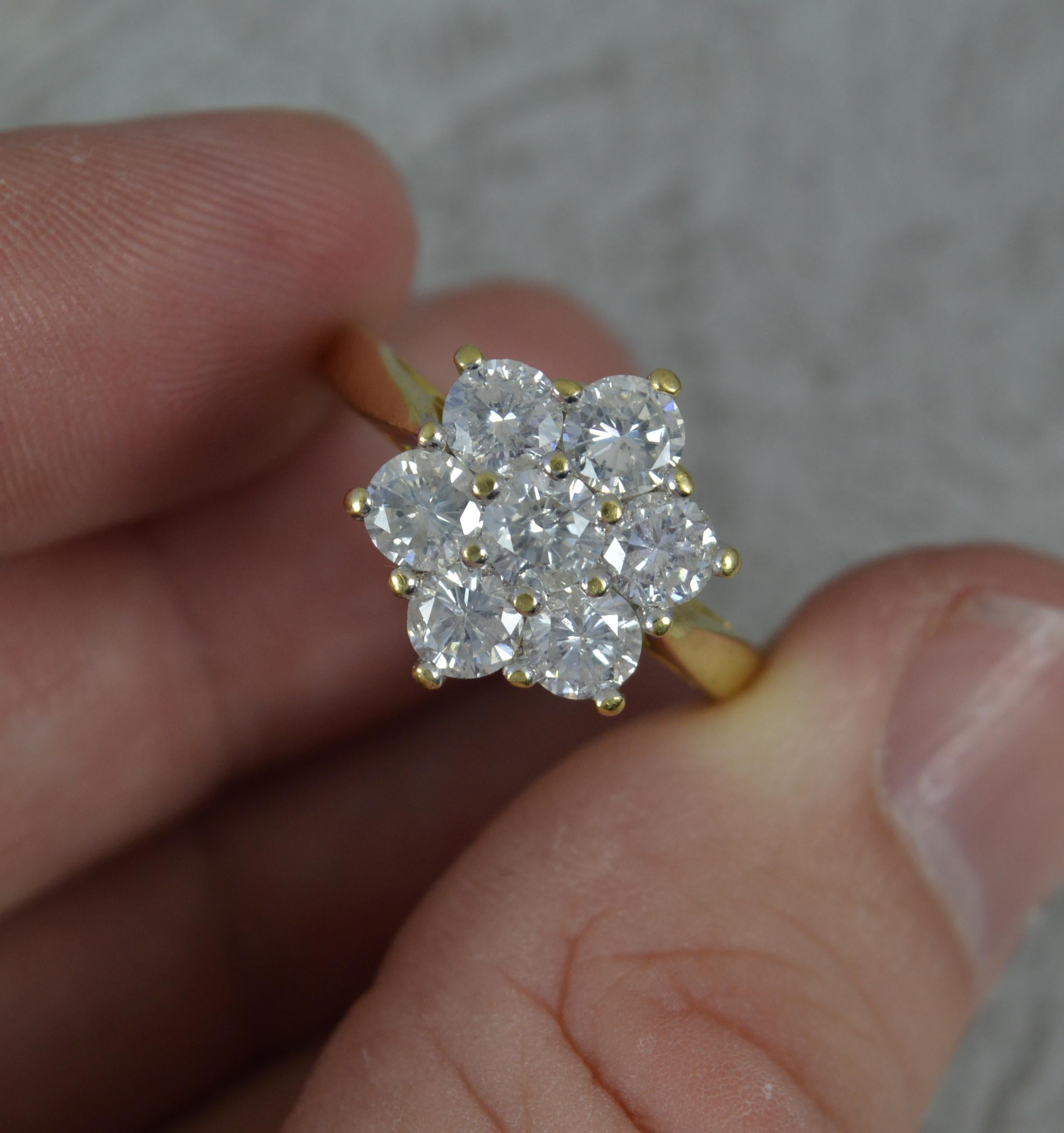 18 Carat Gold and 2.00ct Diamond Daisy Cluster Ring For Sale 3