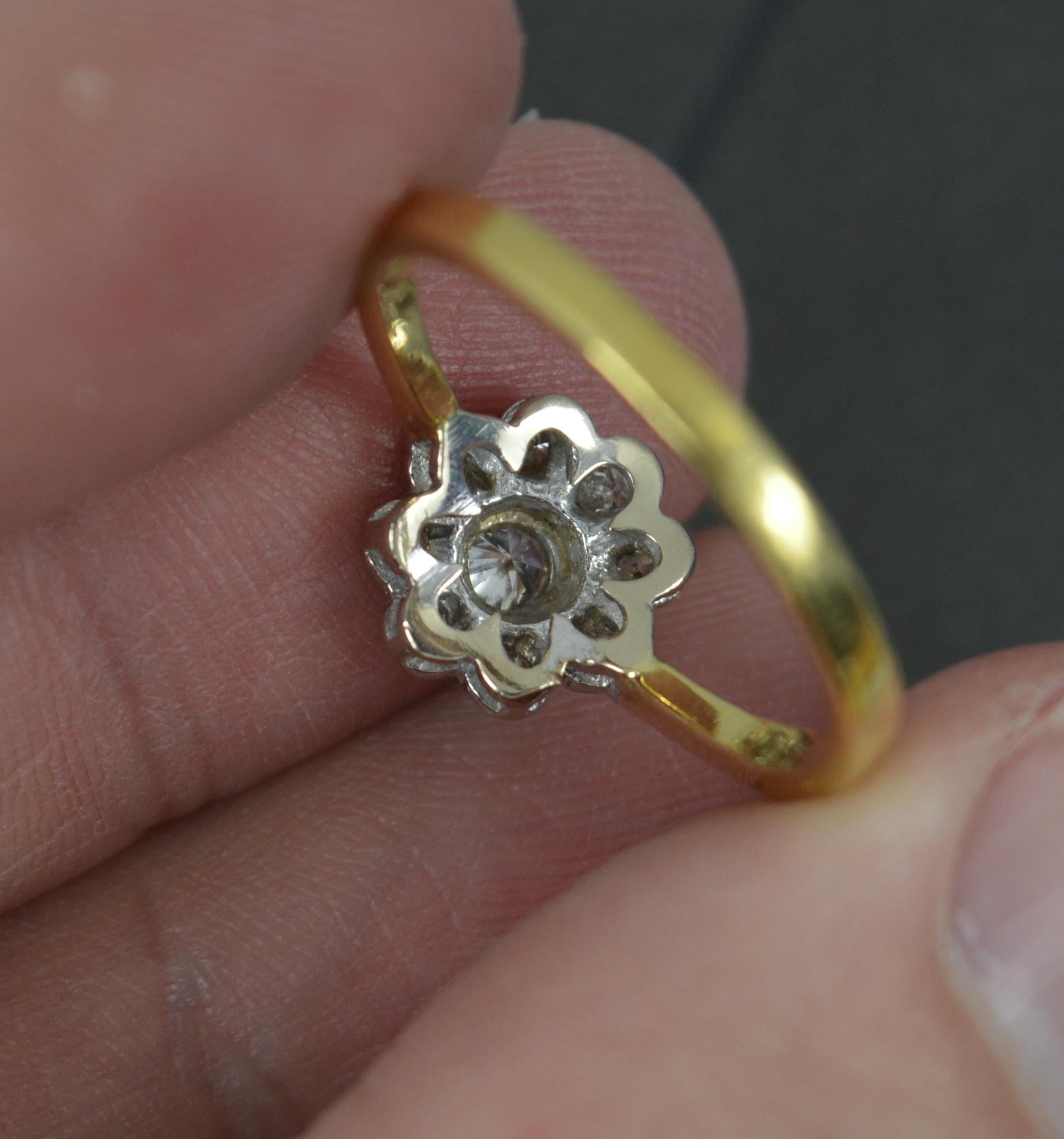 Round Cut 18 Carat Gold and Diamond Daisy Cluster Ring