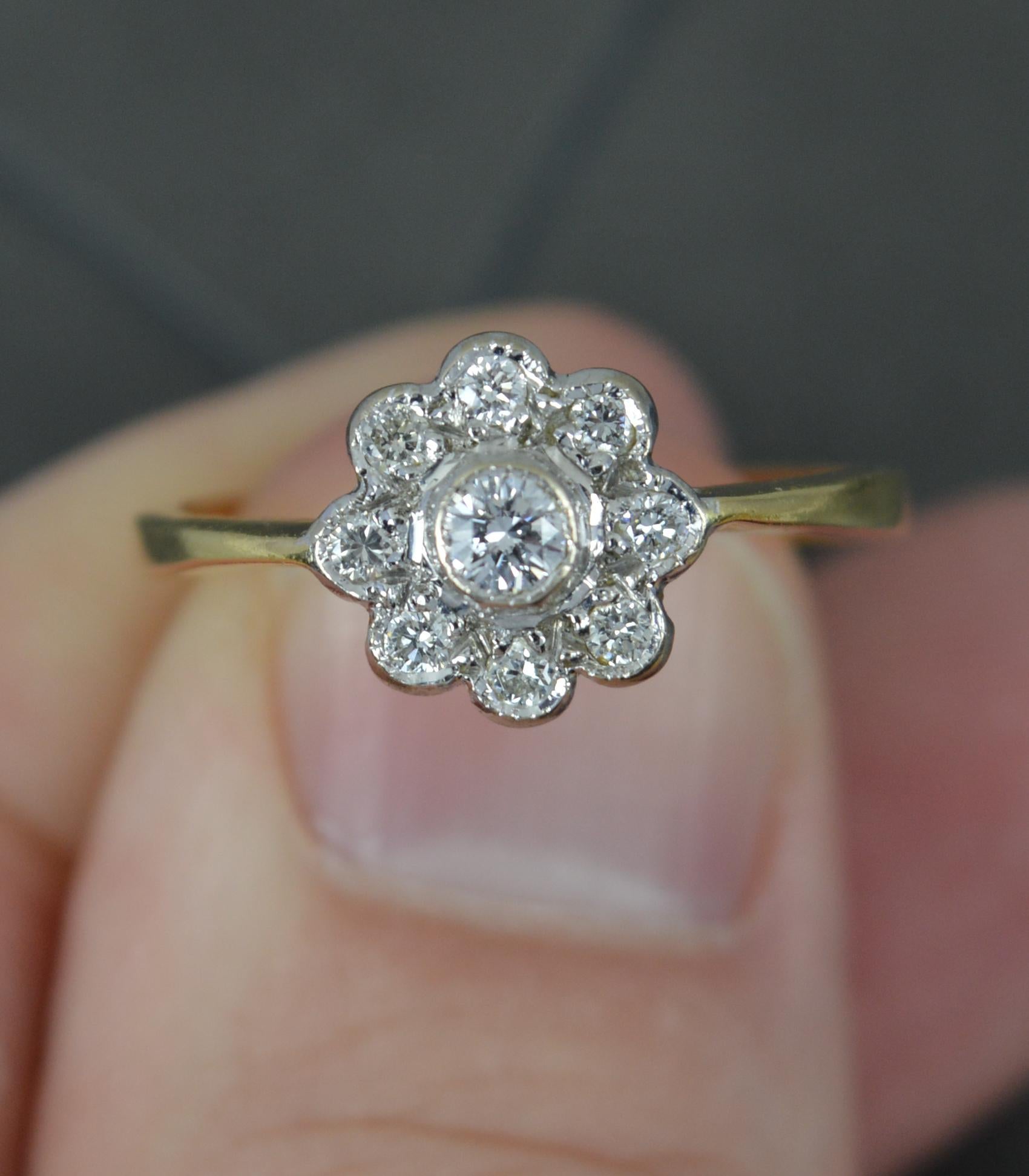 Women's 18 Carat Gold and Diamond Daisy Cluster Ring