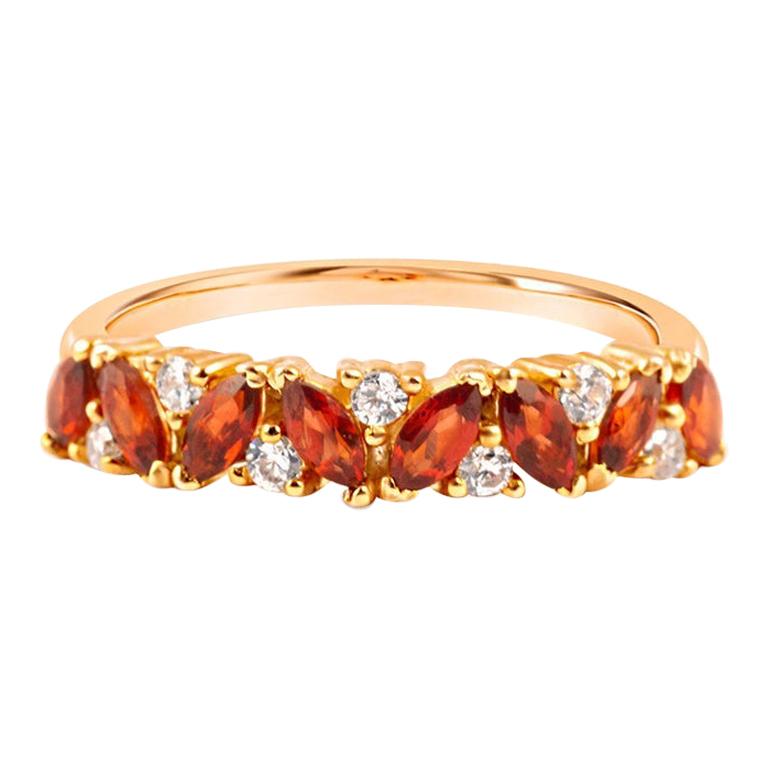18 Carat Gold and Diamond Garnet Cluster Engagement Ring For Sale