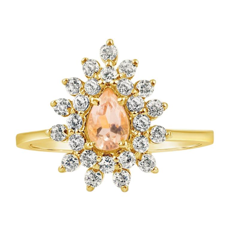 18 Carat Gold and Diamond Morganite Engagement Ring For Sale
