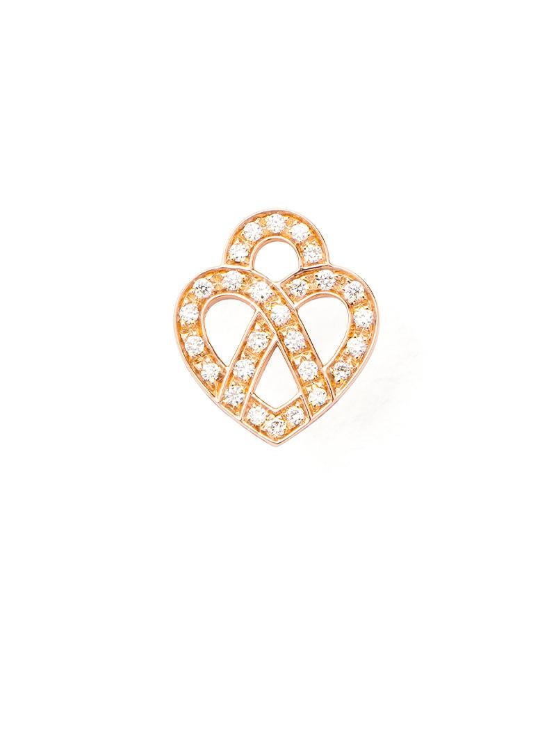 Modern 18 Carat Gold and Diamonds Earrings, Rose Gold, Cœur Entrelacé Collection For Sale