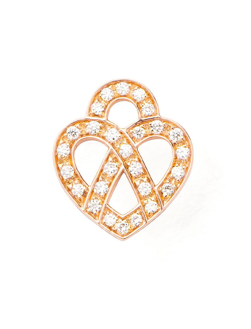 Brilliant Cut 18 Carat Gold and Diamonds Earrings, Rose Gold, Cœur Entrelacé Collection For Sale