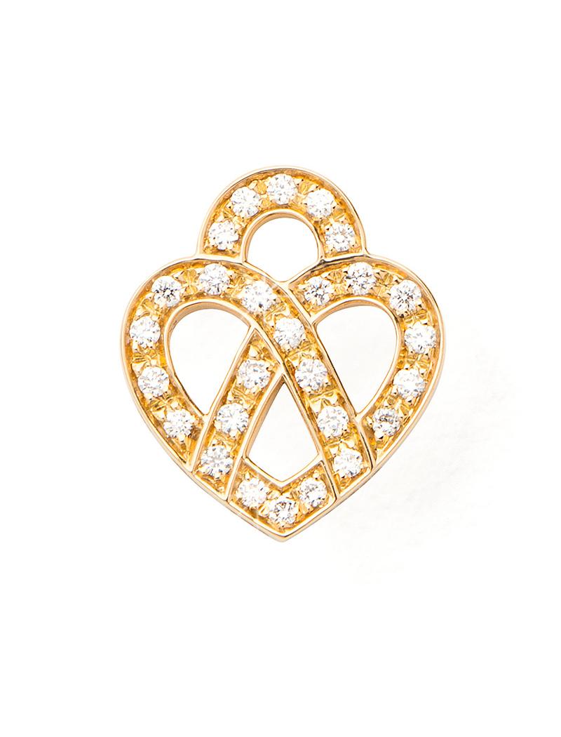 Brilliant Cut 18 Carat Gold and Diamonds Earrings, Yellow Gold, Cœur Entrelacé Collection For Sale