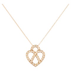18 Carat Gold and Diamonds Necklace, Rose Gold, Cœur Entrelacé Collection
