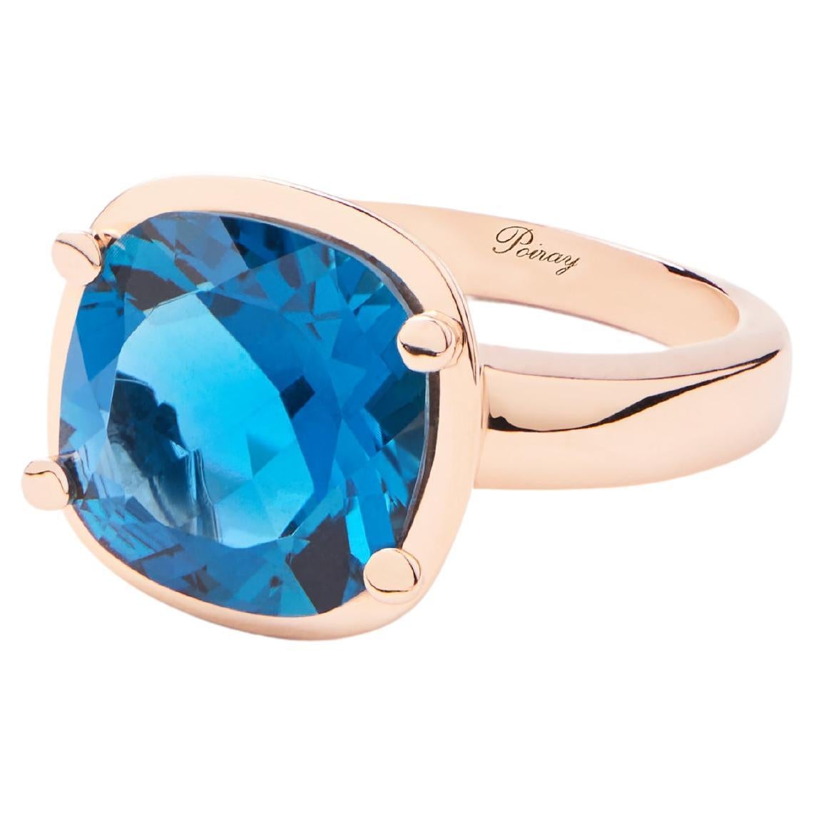 18 Carat Gold and Topaze blue london Ring, Rose Gold, Filles Antik Collection