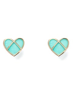 Boucles d'oreilles or 18 carats et turquoise, or jaune, collection L'attrape Coeur
