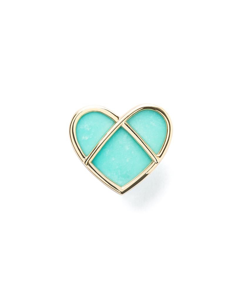 Modern 18 Carat Gold and Turquoise Earrings, Yellow Gold, L'attrape Coeur Collection For Sale