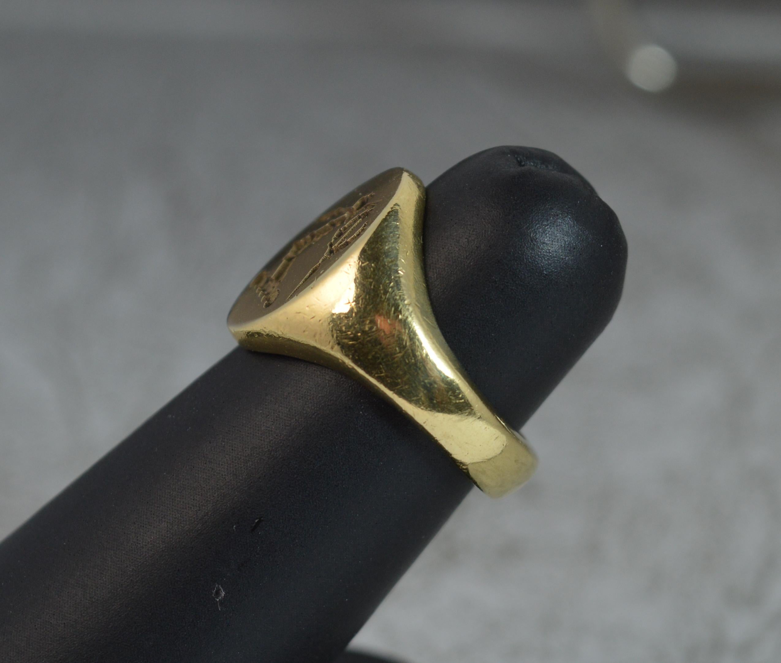 18 Carat Gold Armoured Arm Holding Spear Intaglio Seal Signet Ring 2