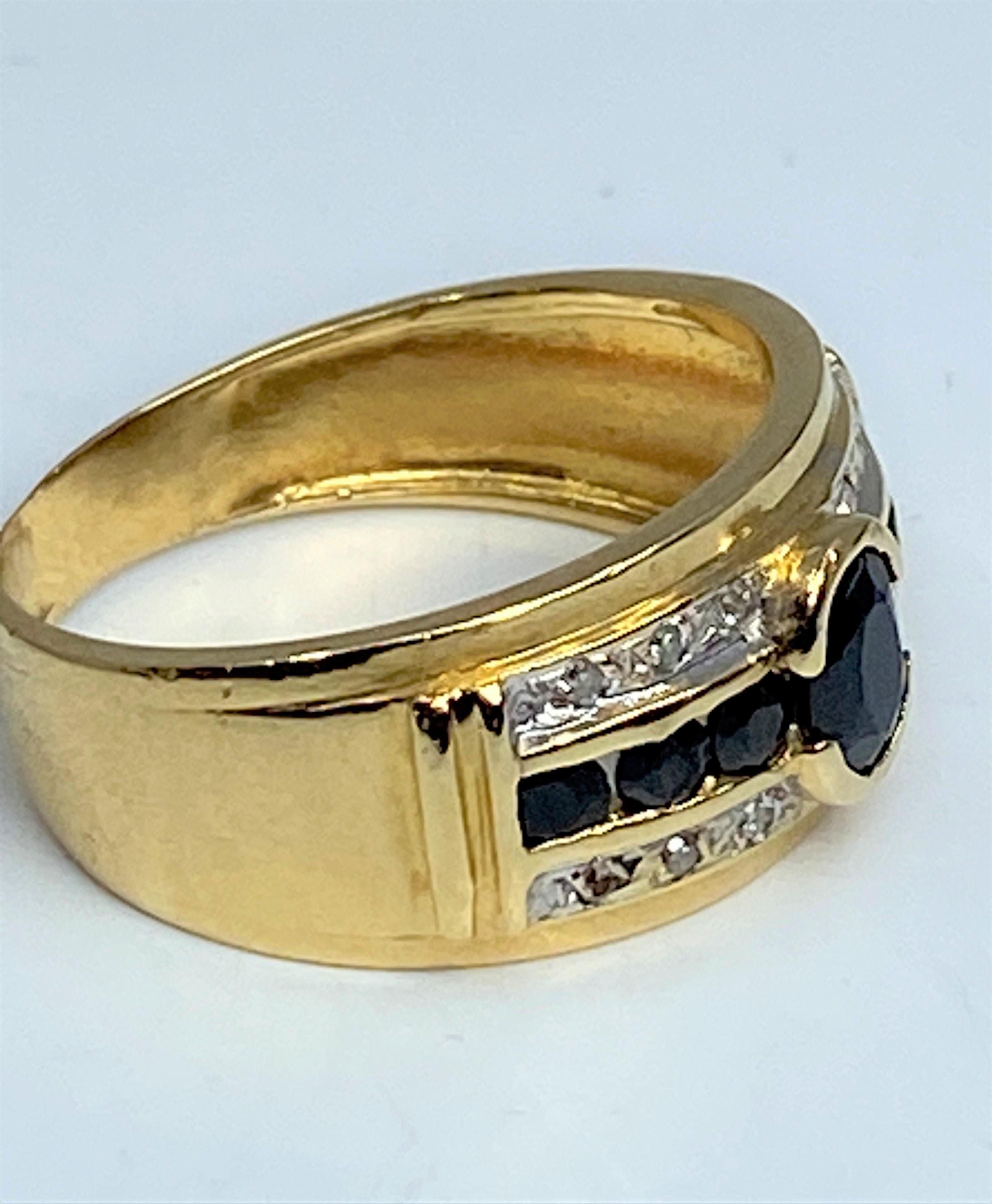 18 Carat Gold Bangle Ring Set with Sapphires and Diamonds 1