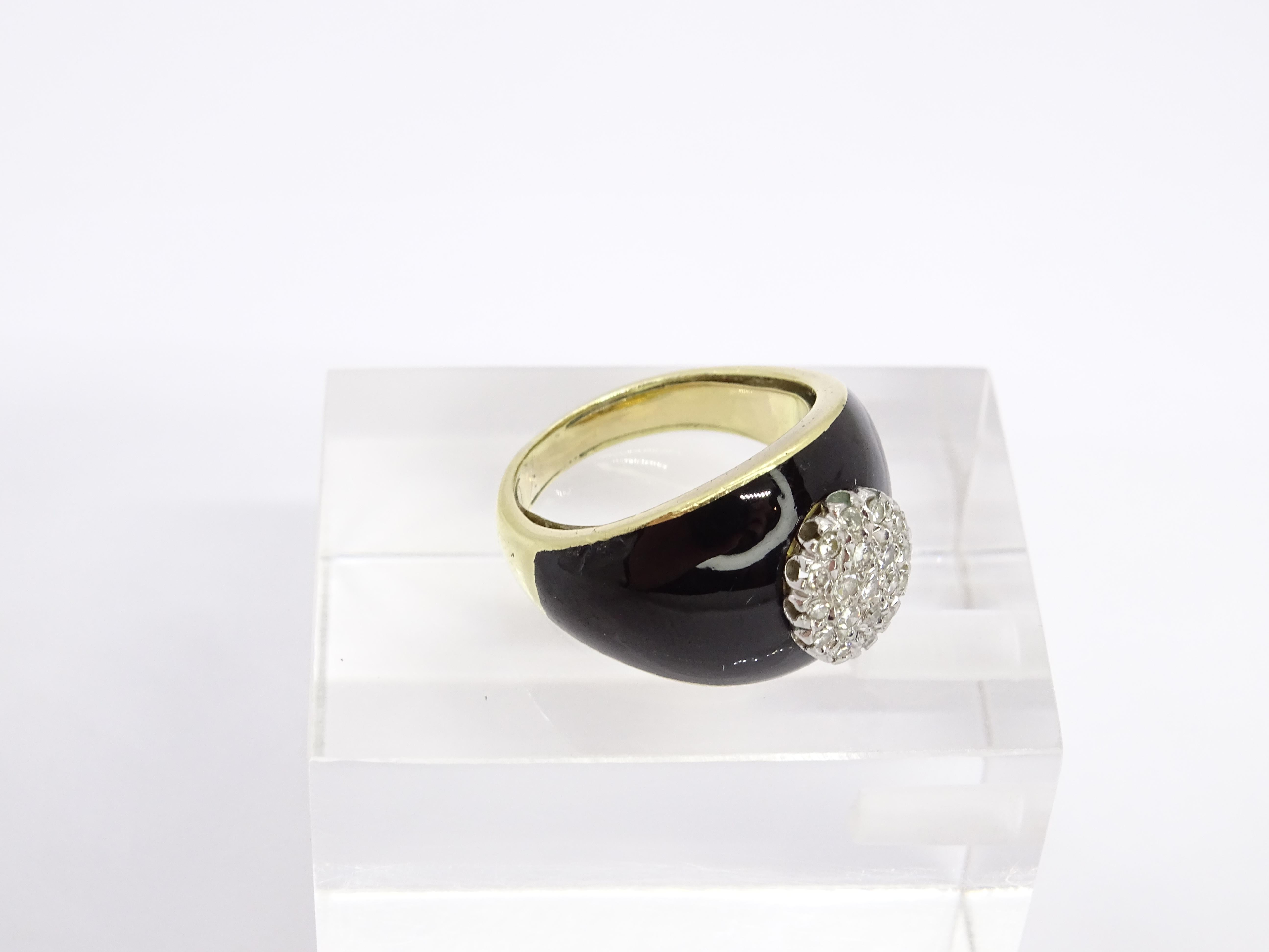 18 carat Gold black onyx - Diamond Ring  onyx 5