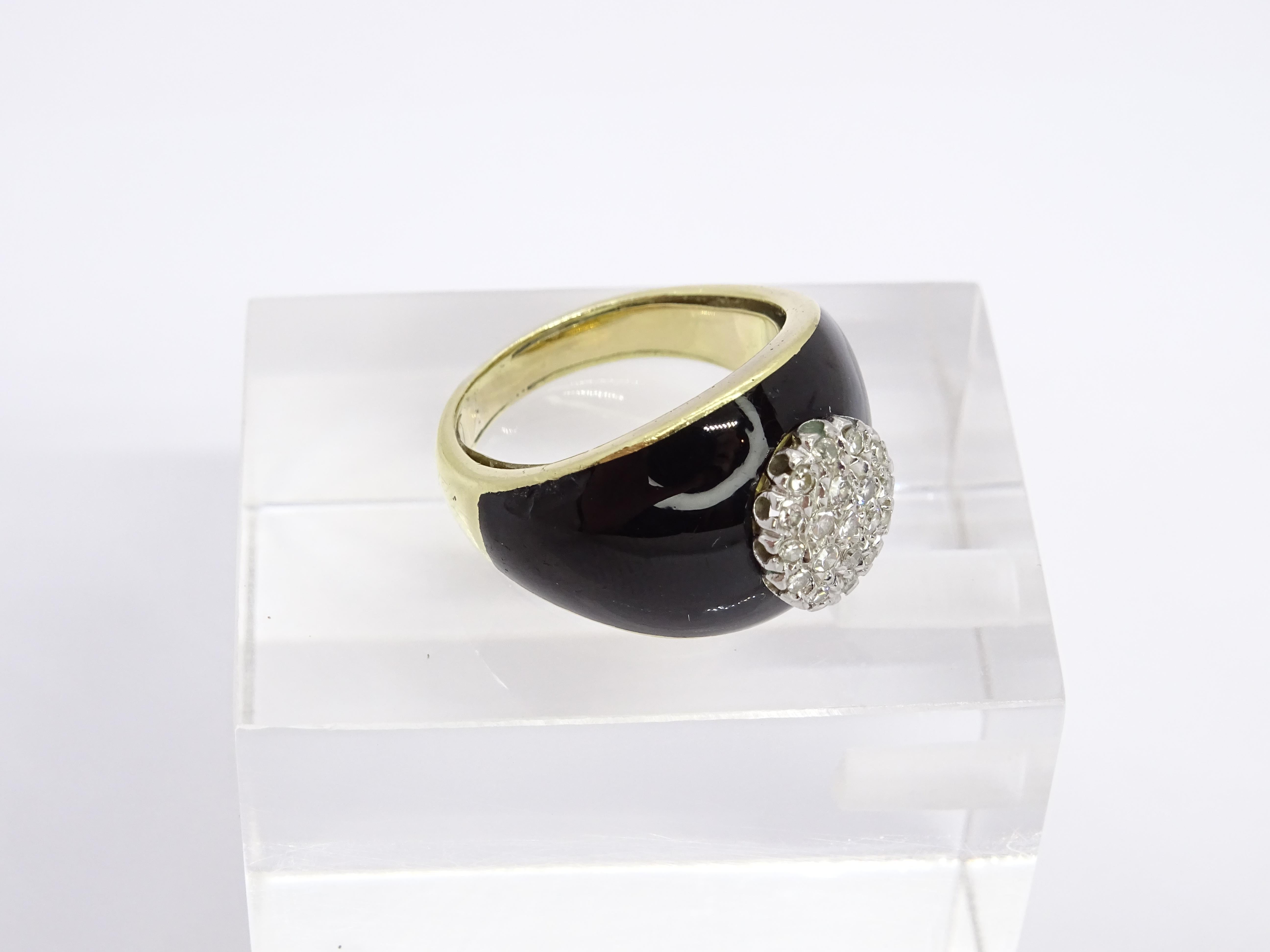 18 carat Gold black onyx - Diamond Ring  onyx 6