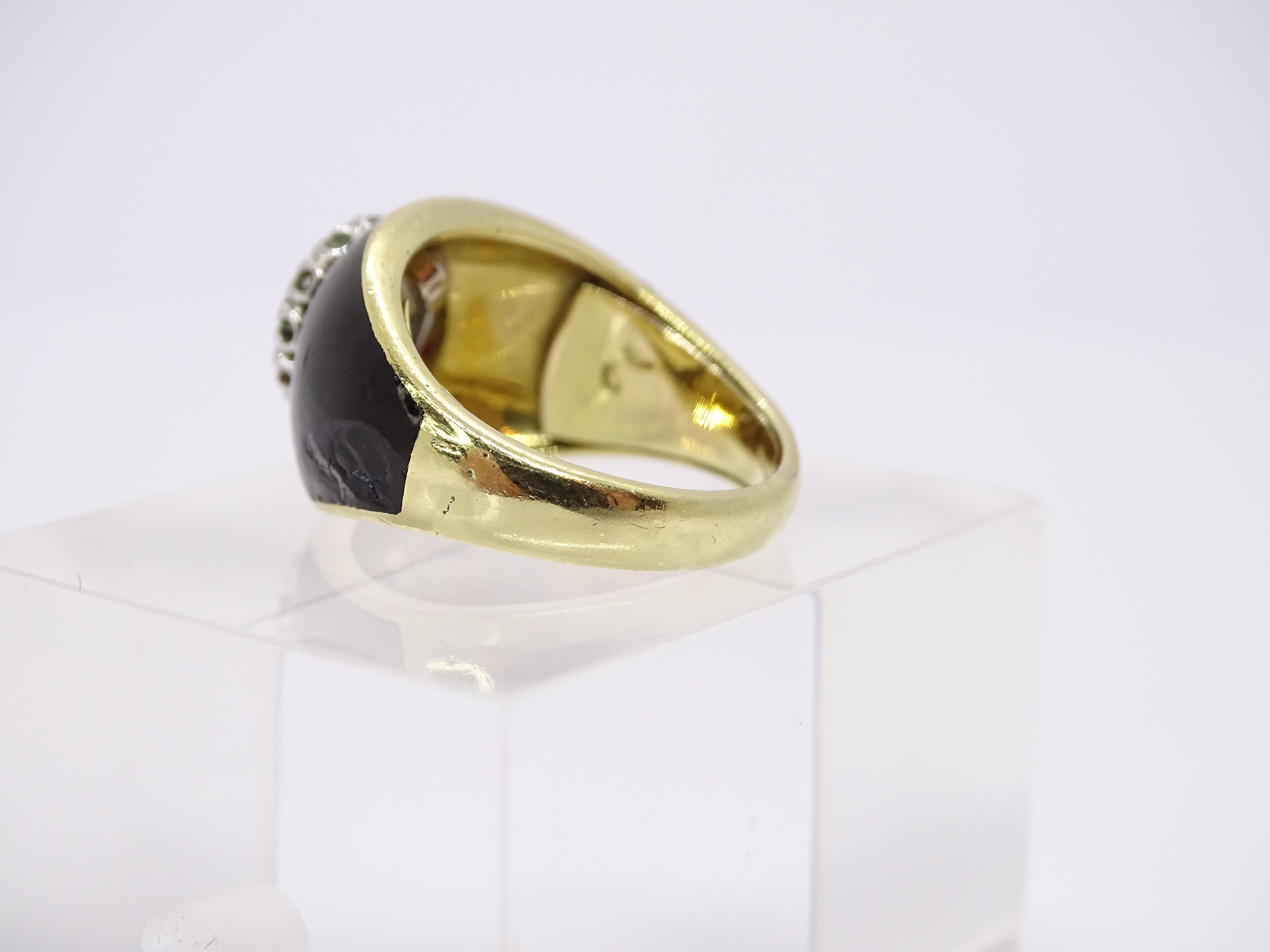 18 carat Gold black onyx - Diamond Ring  onyx 7