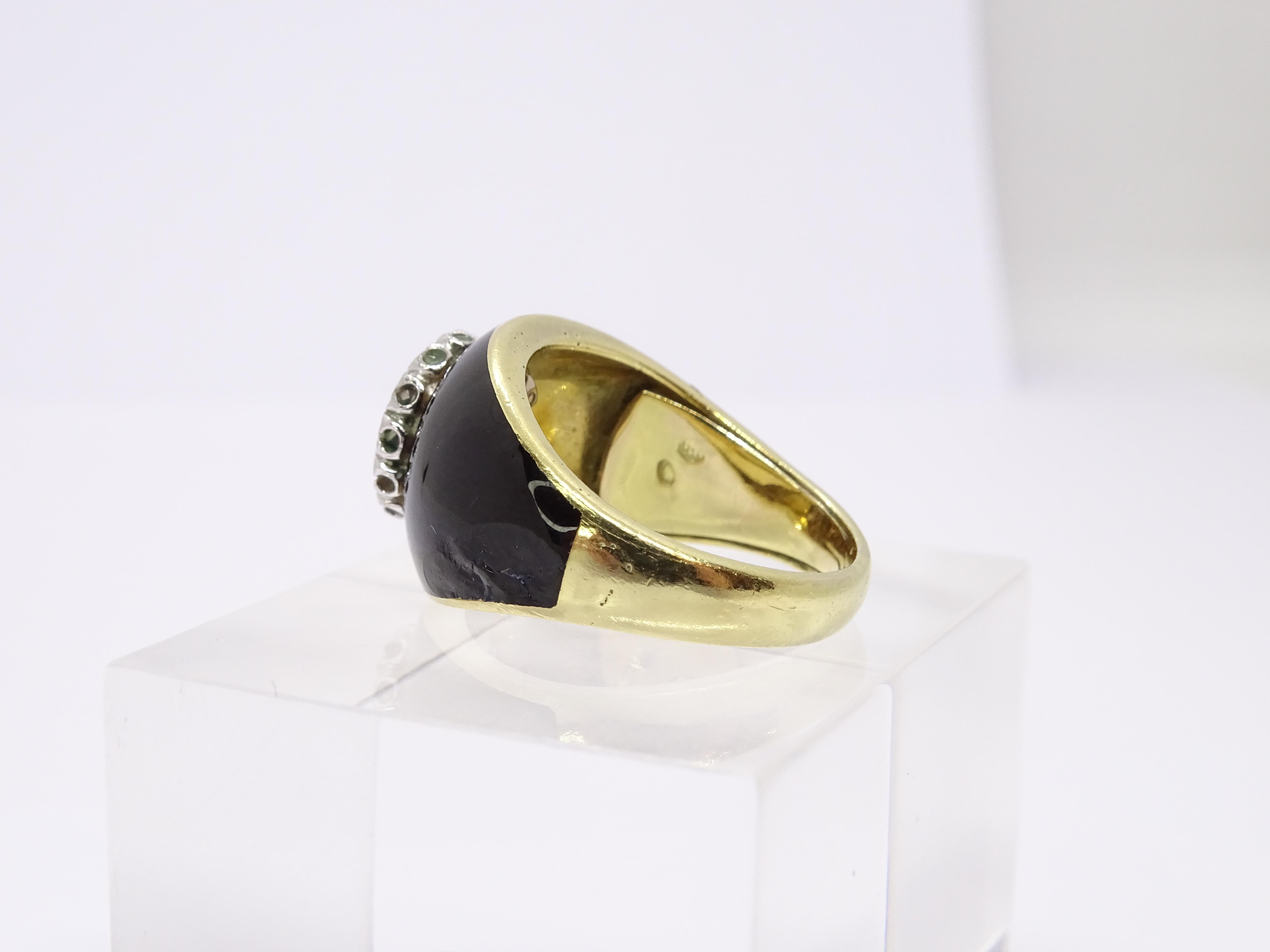 18 carat Gold black onyx - Diamond Ring  onyx 8