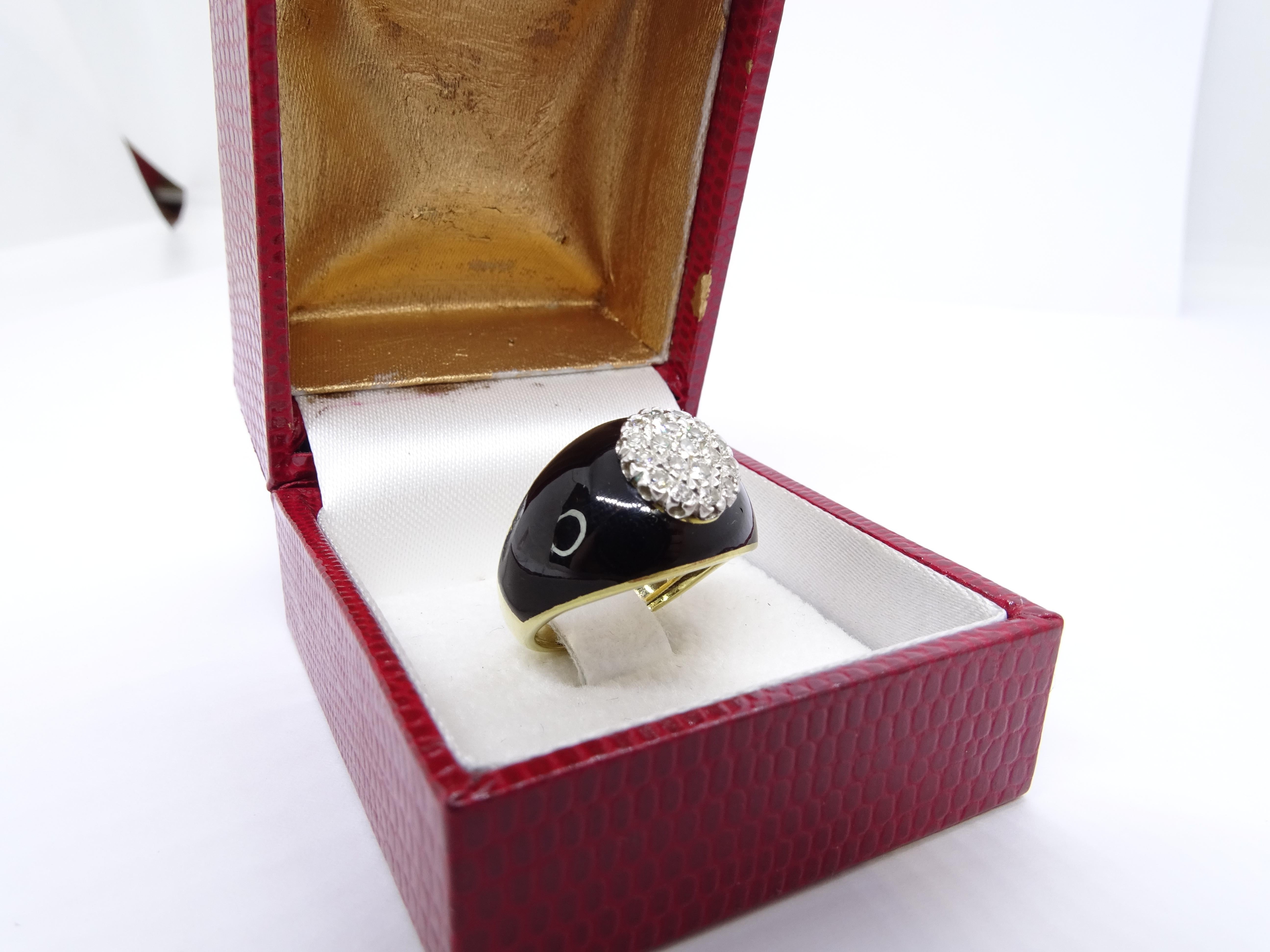 18 carat Gold black onyx - Diamond Ring  onyx 12