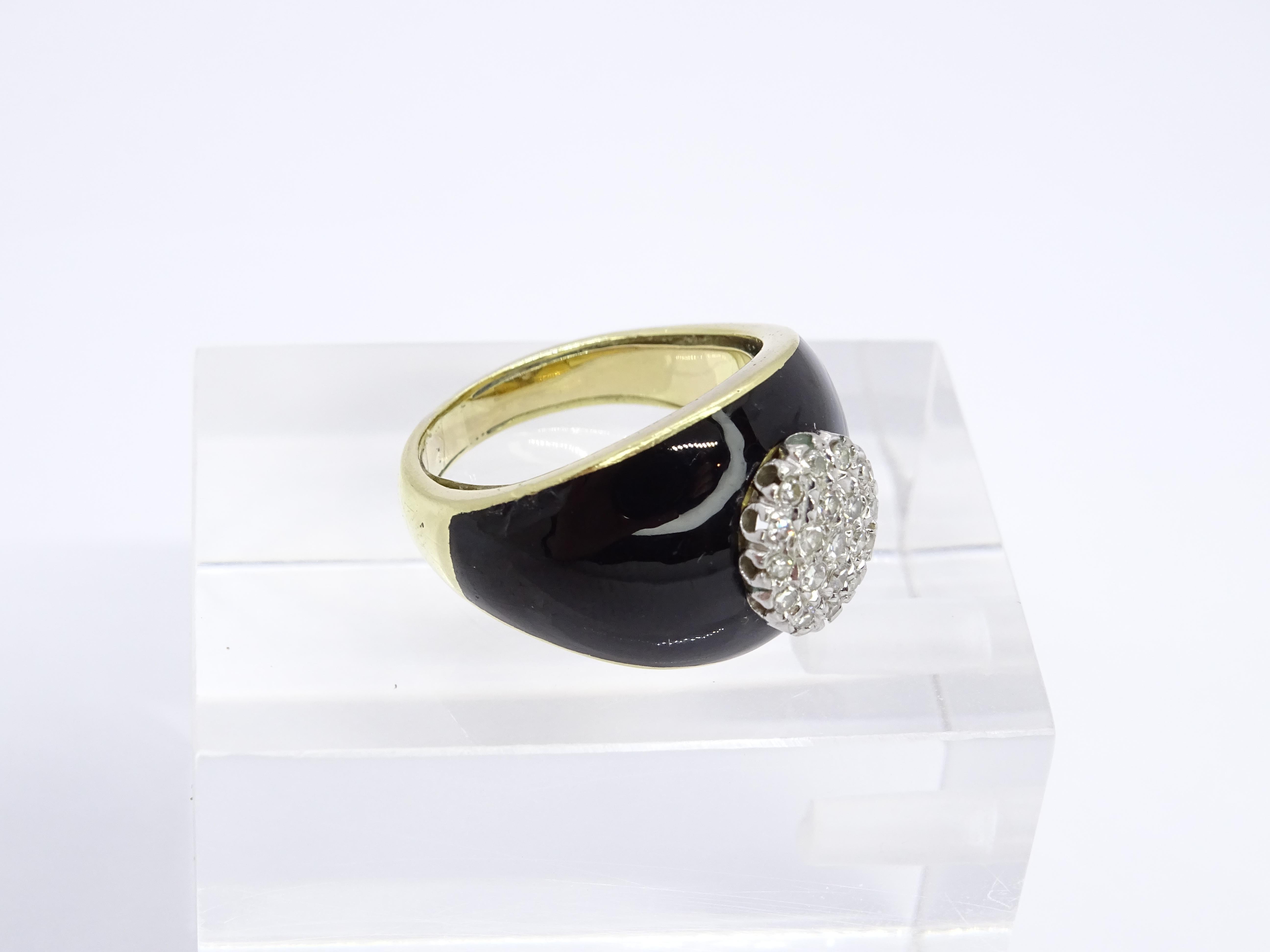 Art Deco 18 carat Gold black onyx - Diamond Ring  onyx