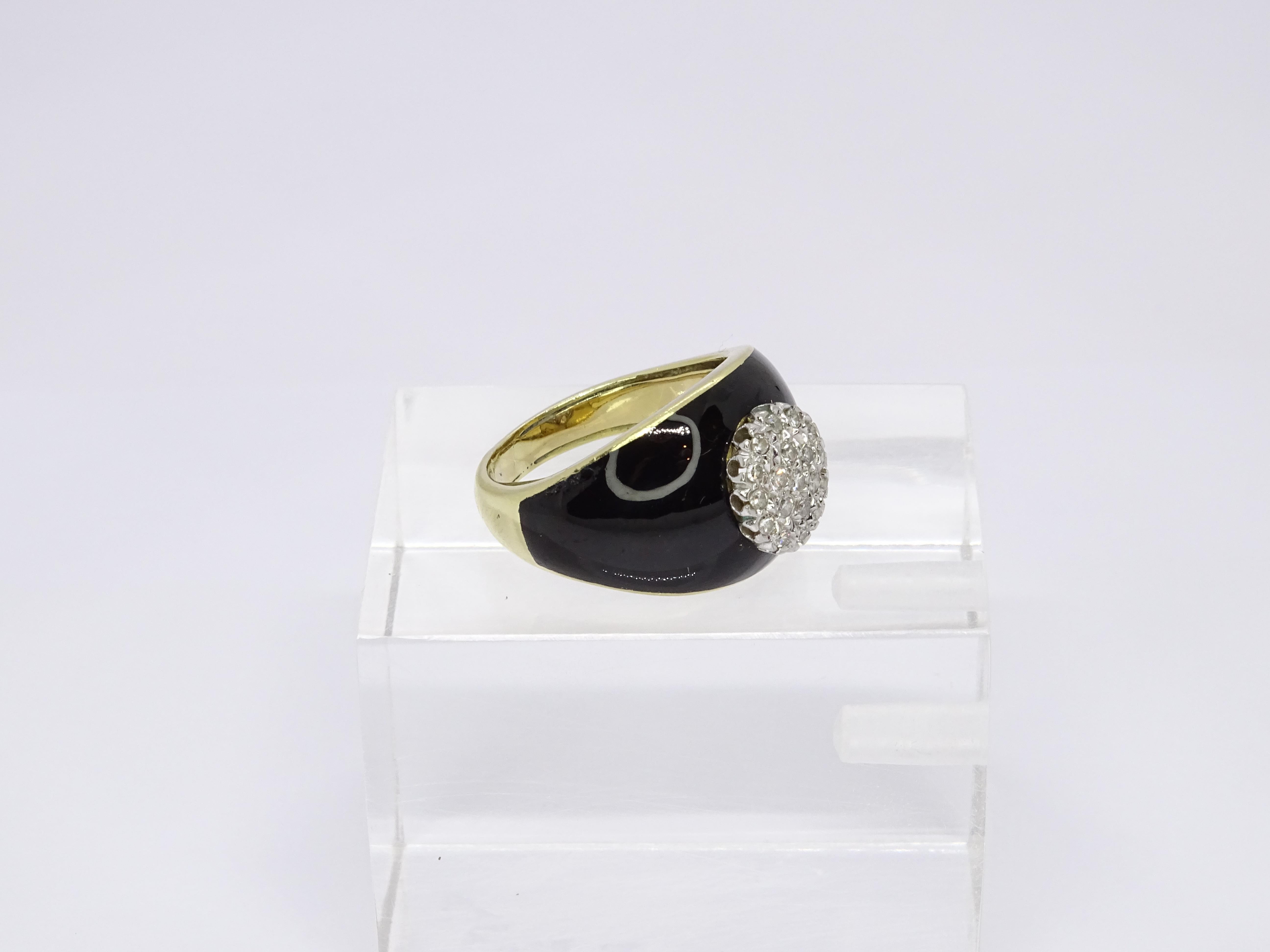 Women's or Men's 18 carat Gold black onyx - Diamond Ring  onyx