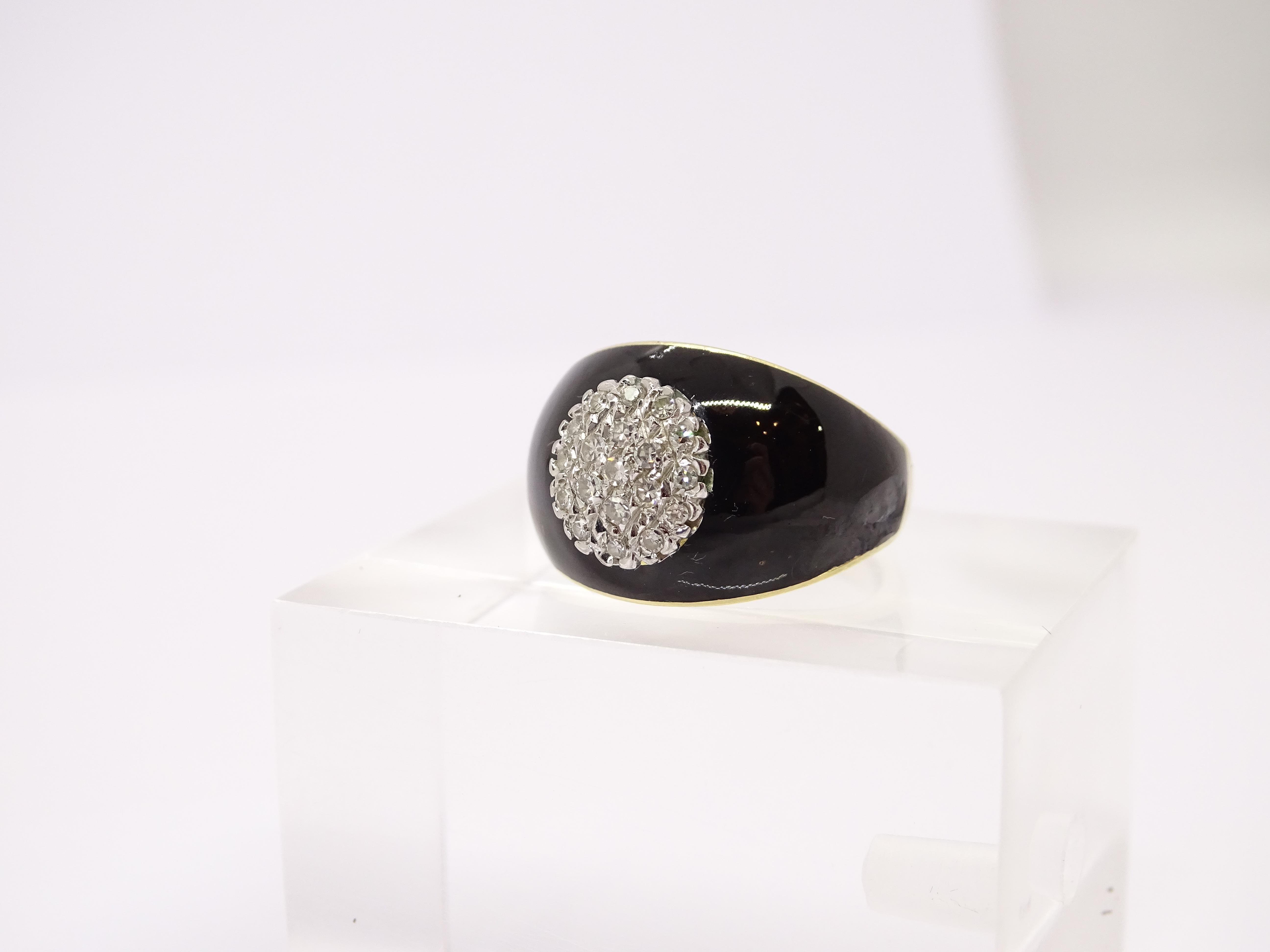 18 carat Gold black onyx - Diamond Ring  onyx 1