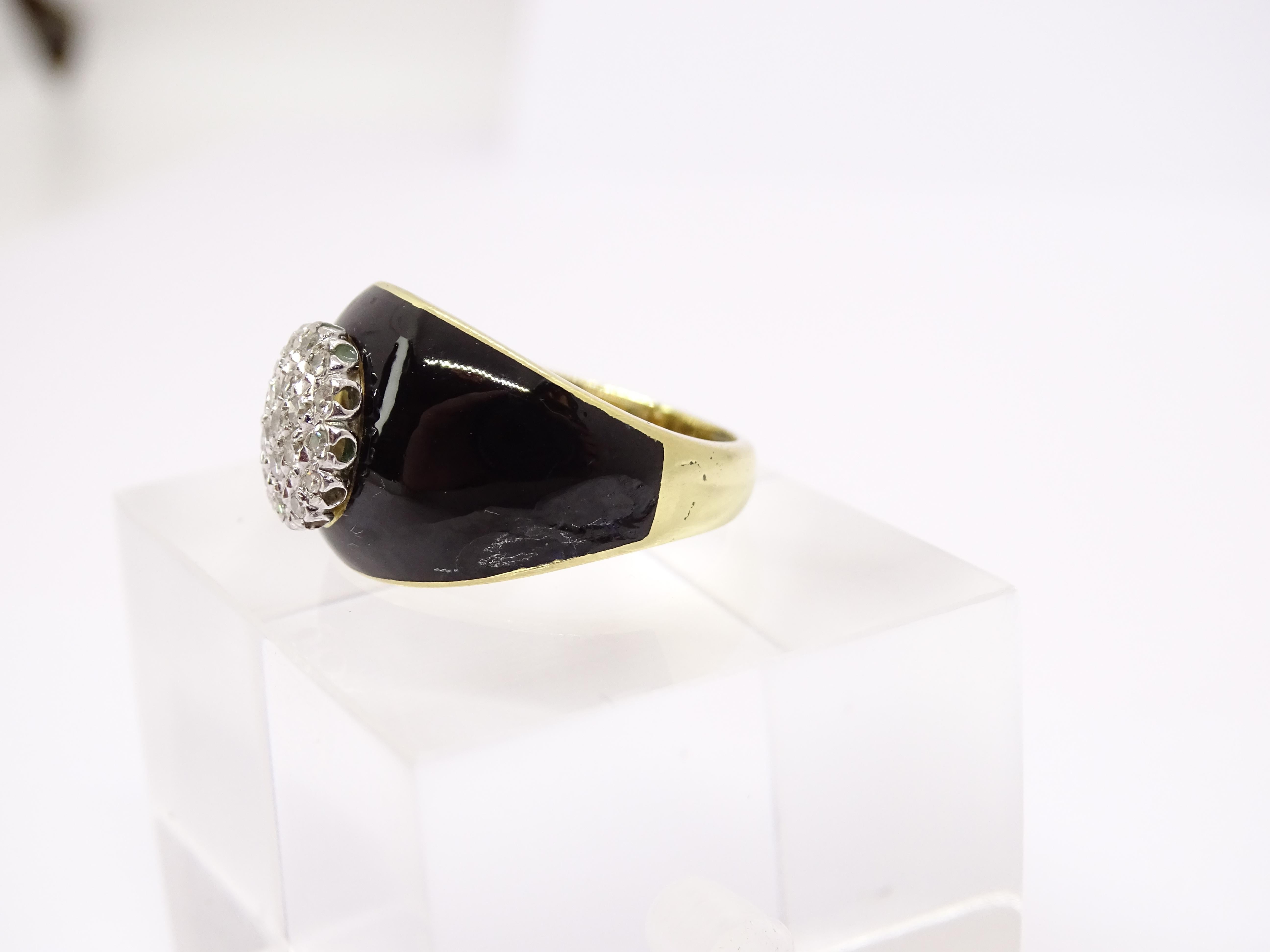 18 carat Gold black onyx - Diamond Ring  onyx 2