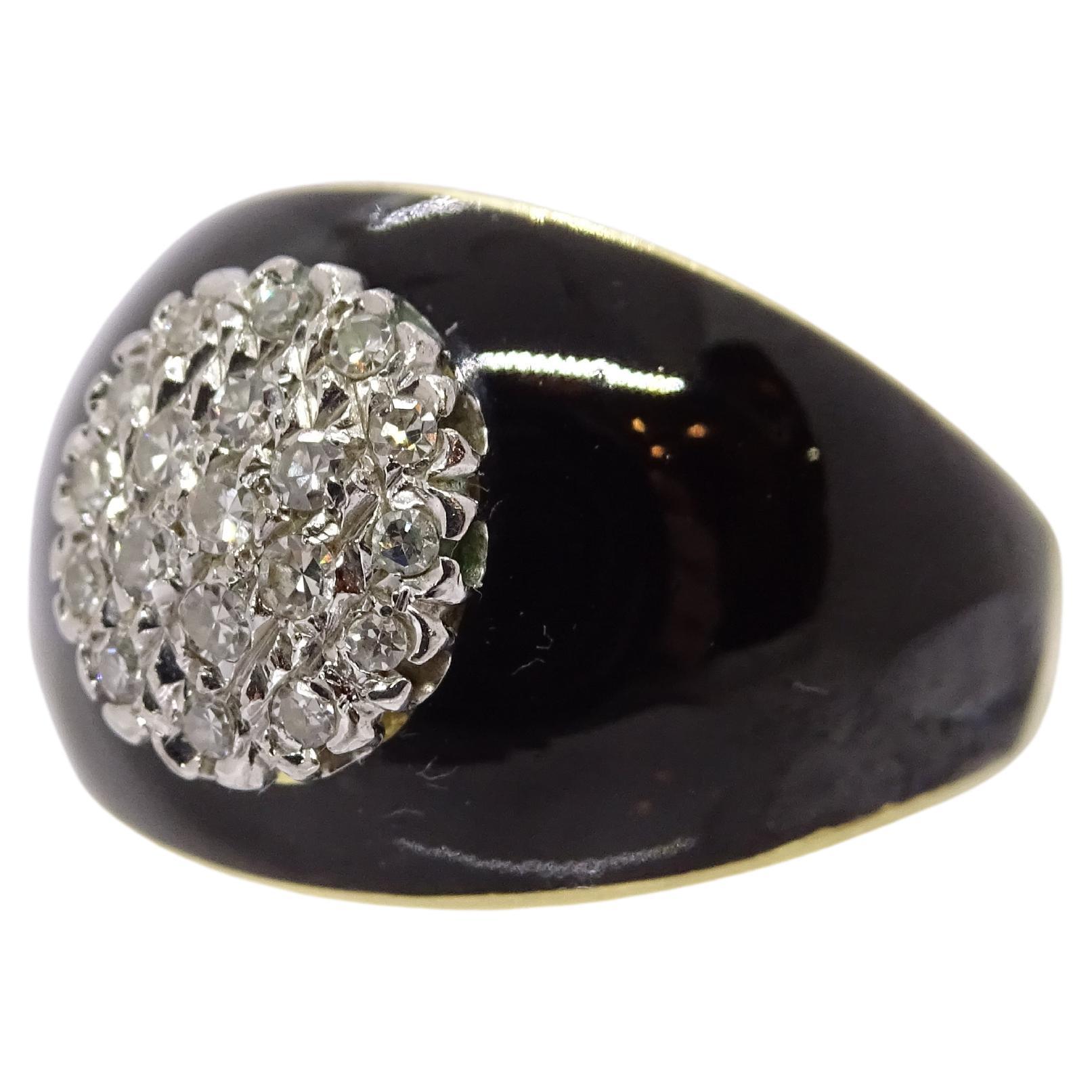 18 carat Gold black onyx - Diamond Ring onyx For Sale at 1stDibs