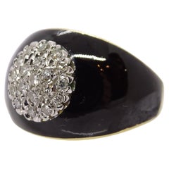 Vintage 18 carat Gold black onyx - Diamond Ring  onyx