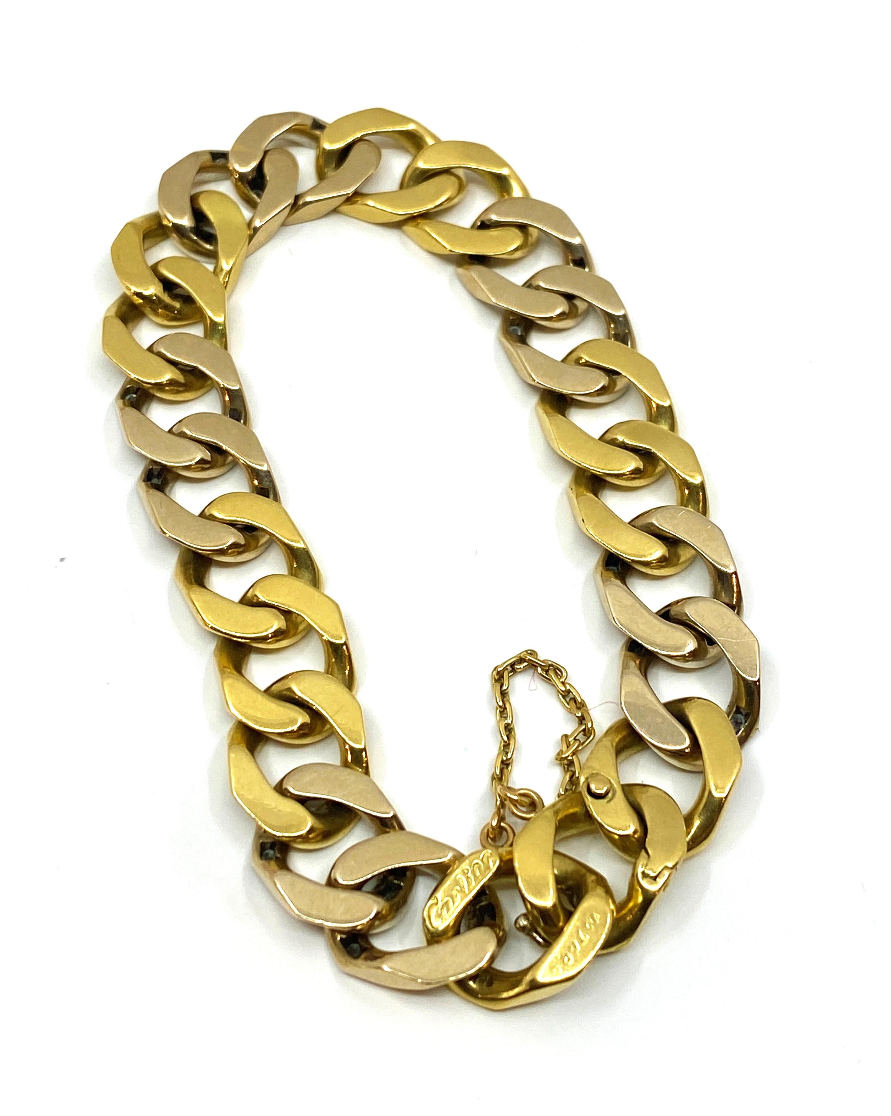 Bracelet en or 18 carats, maillons en or raffiné sertis de diamants, signé CARTIER Unisexe en vente