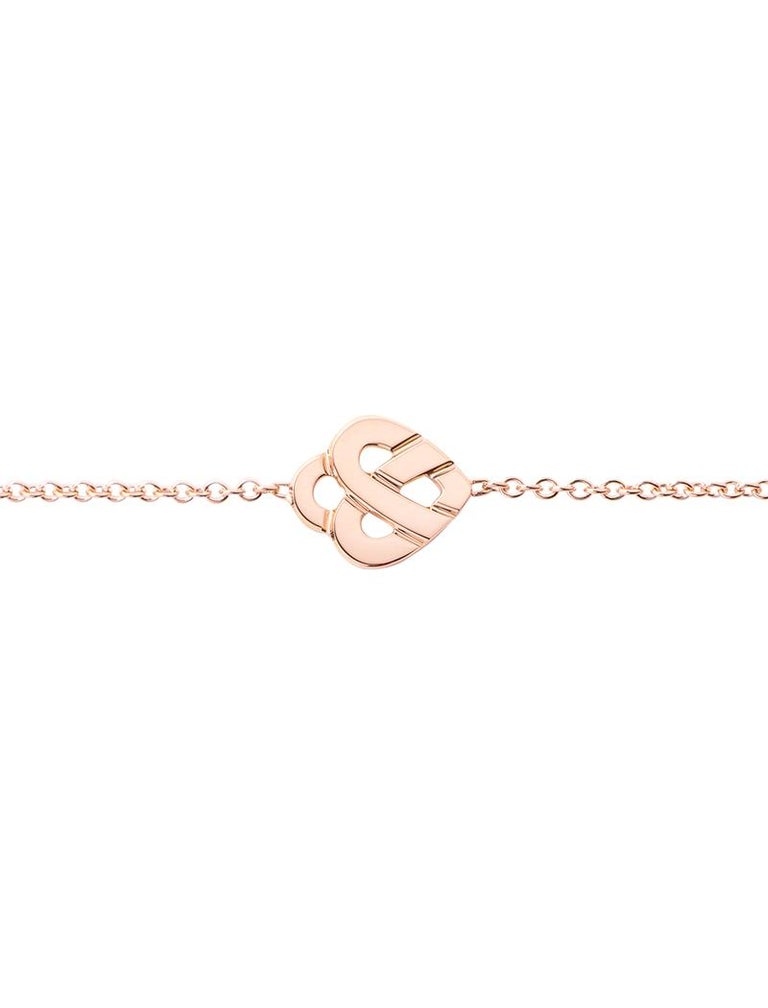 Bracelet Poiray Cœur Entrelacé MINI or rose sur chaîne | Verhoeven