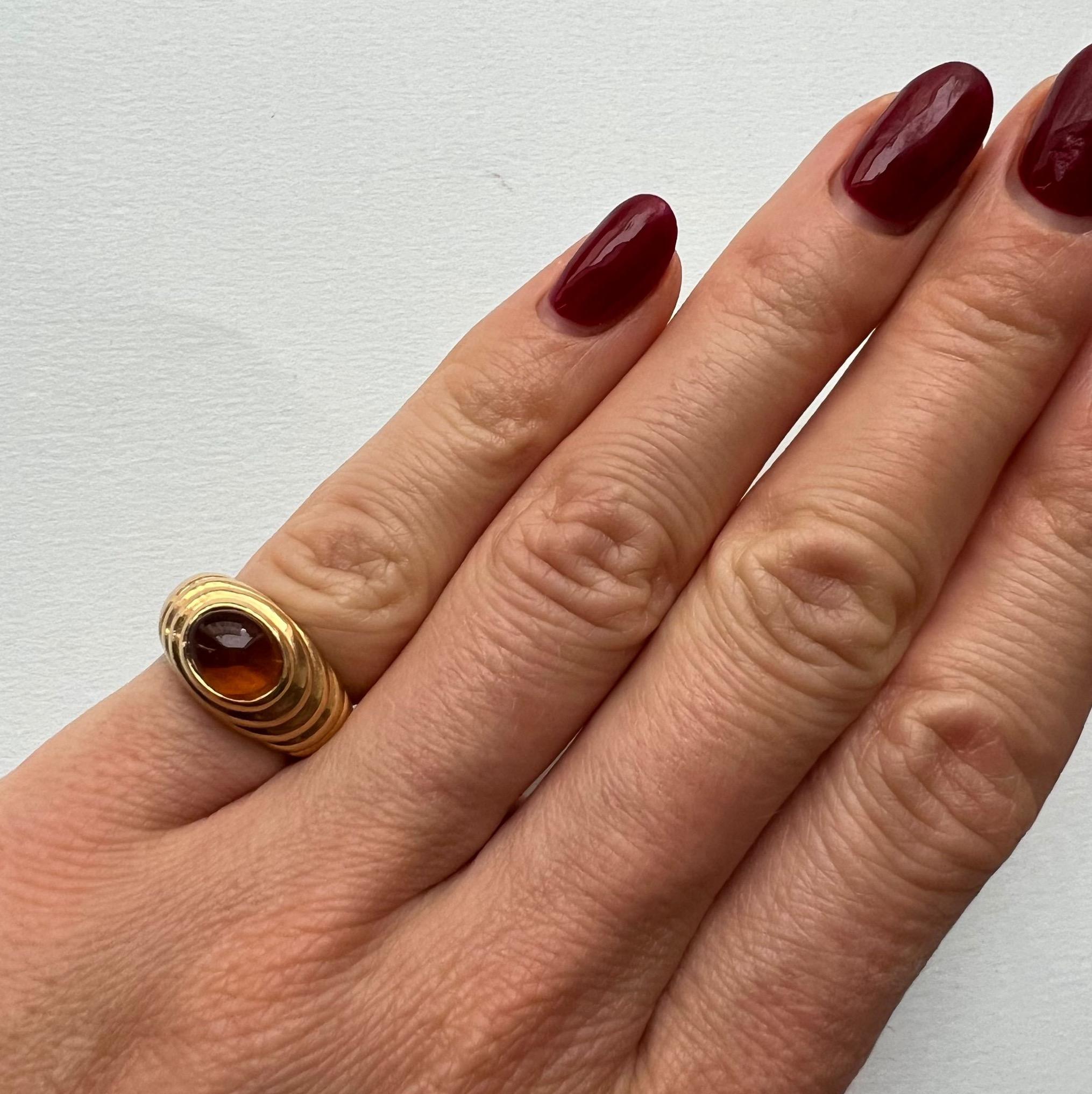 Women's or Men's 18 Carat Gold Bulgari Ring with Citrine For Sale