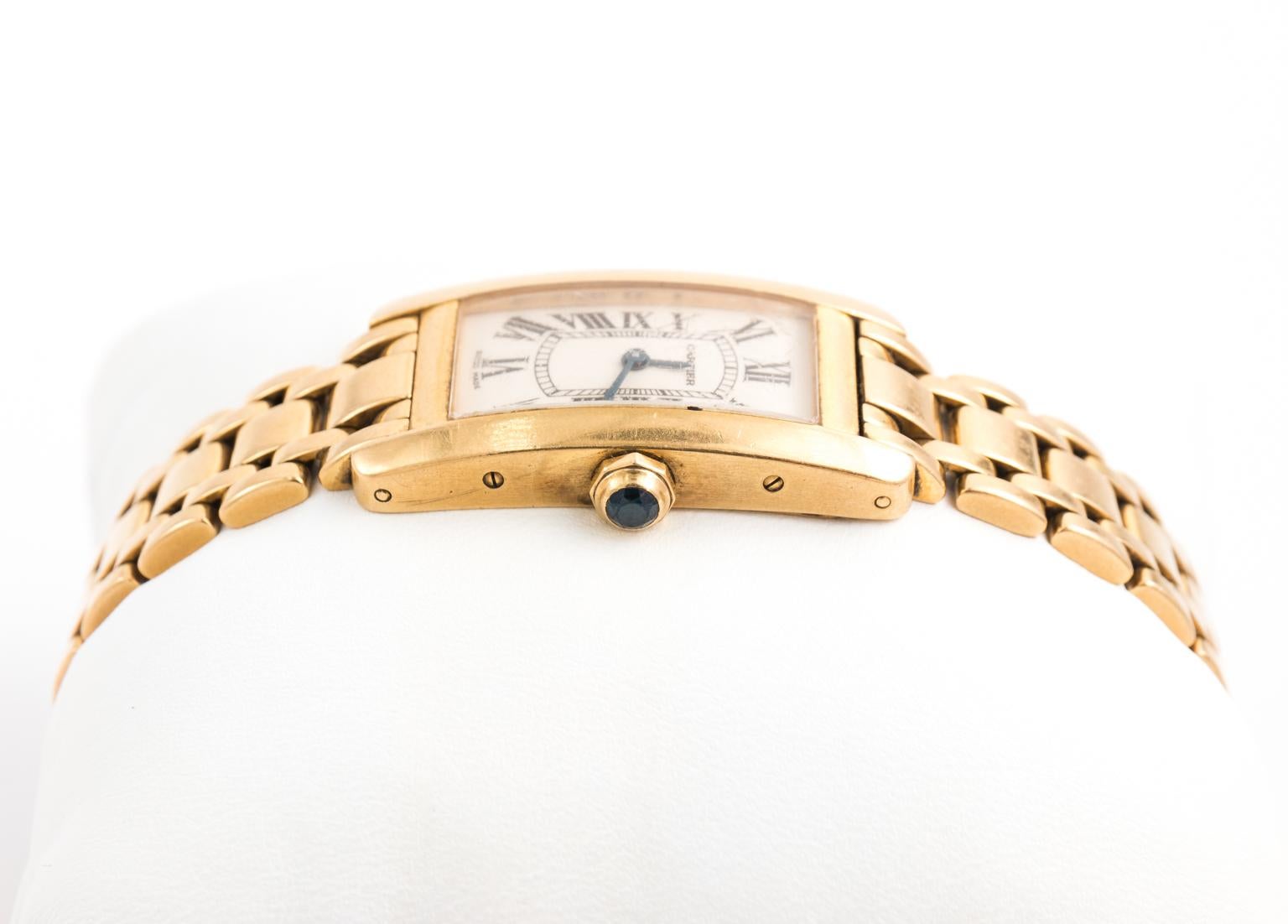 18 Carat Gold Cartier Tank Watch In Good Condition In St.amford, CT