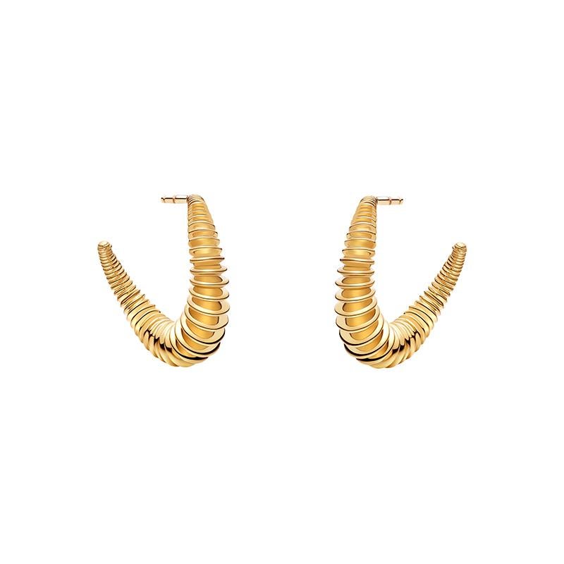 18 Carat Gold Danger Circle Earrings For Sale