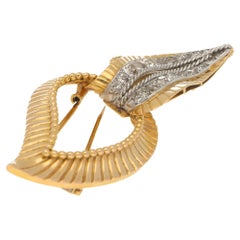 Mellerio Leaf Brooch 18 Carat Gold and Diamond 