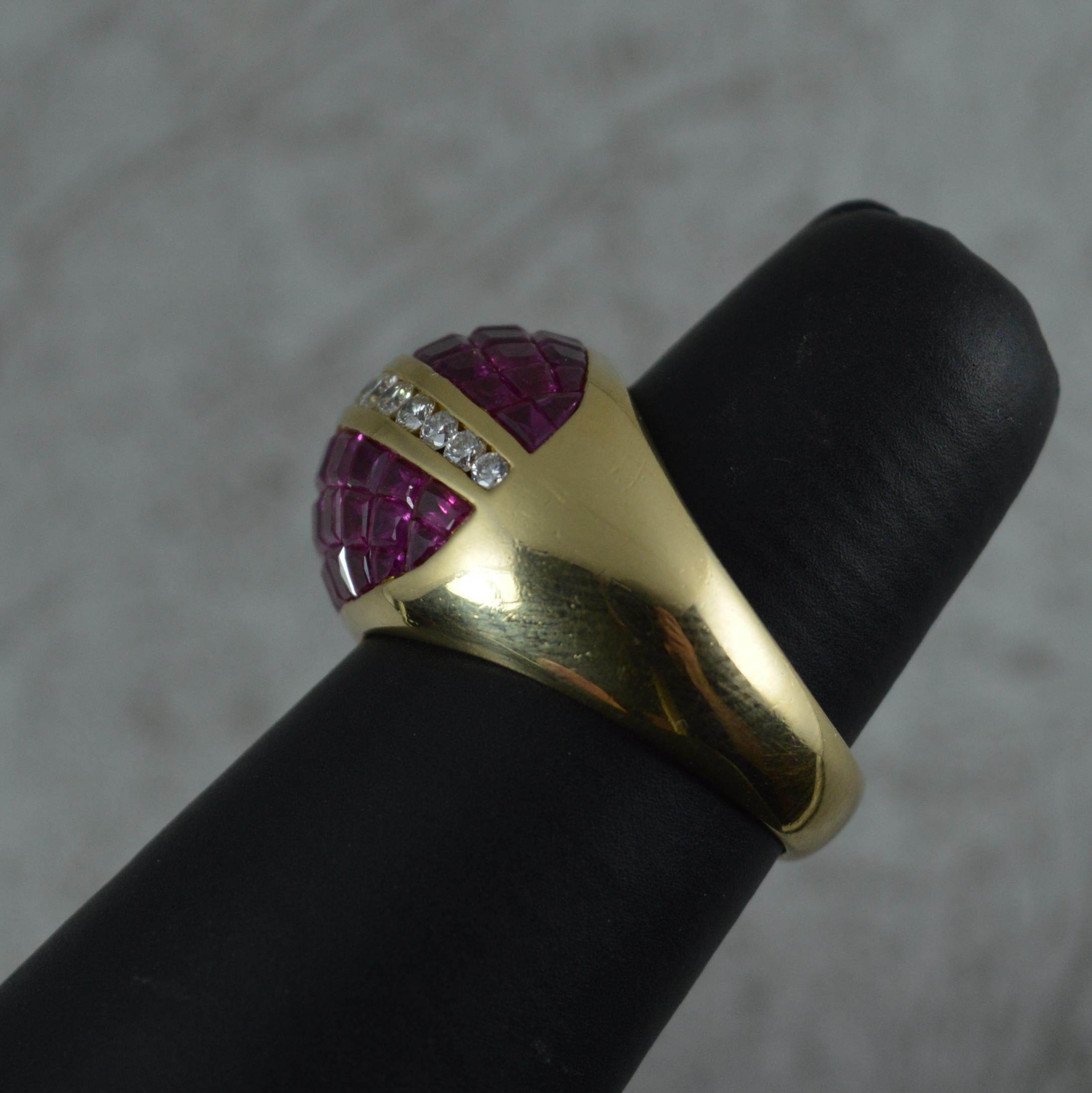 18 Carat Gold Diamond and Ruby Bombe Cluster Cocktail Ring 4
