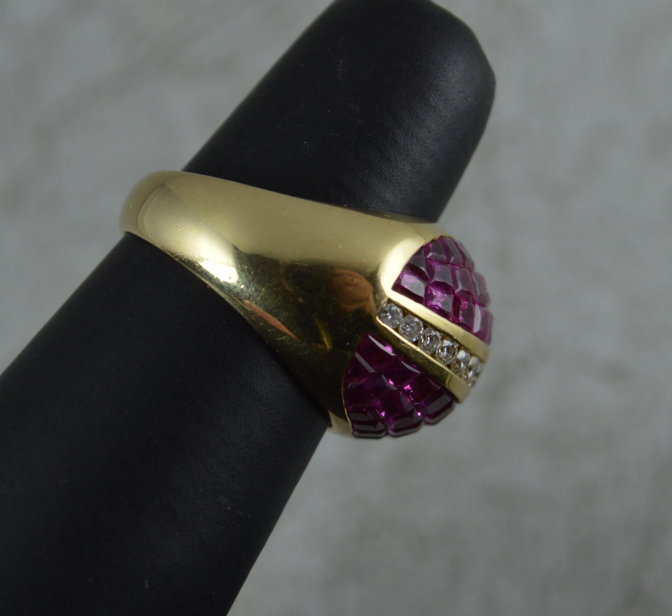 18 Carat Gold Diamond and Ruby Bombe Cluster Cocktail Ring 6