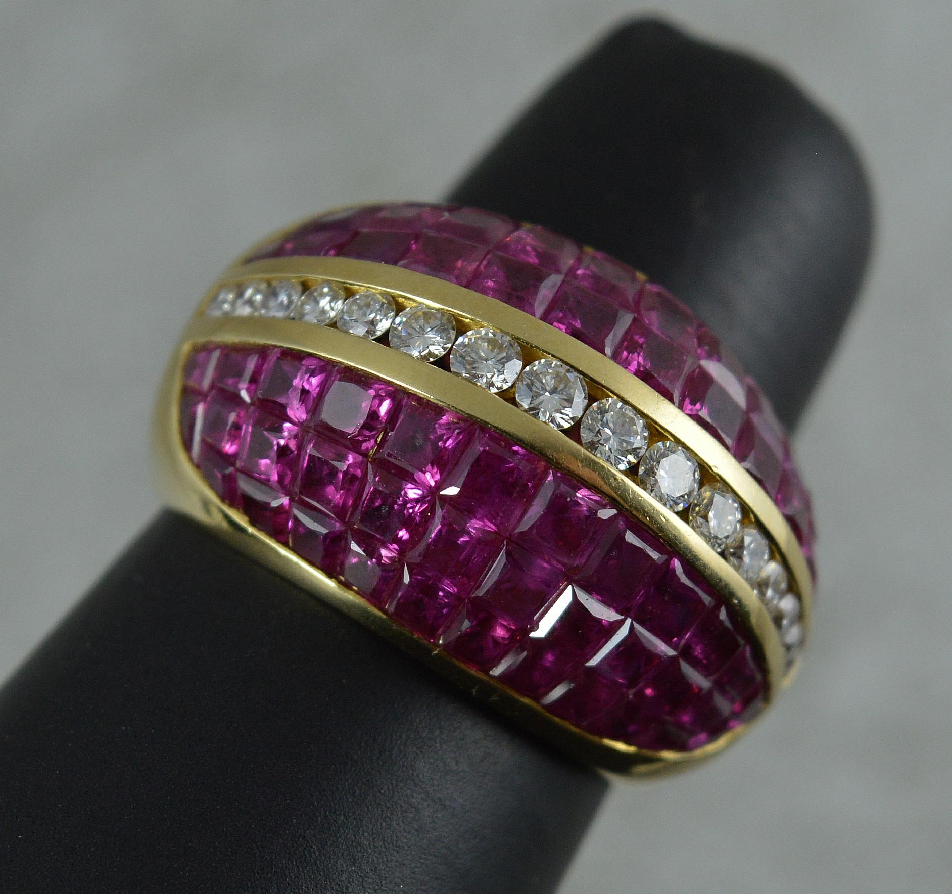 18 Carat Gold Diamond and Ruby Bombe Cluster Cocktail Ring 7
