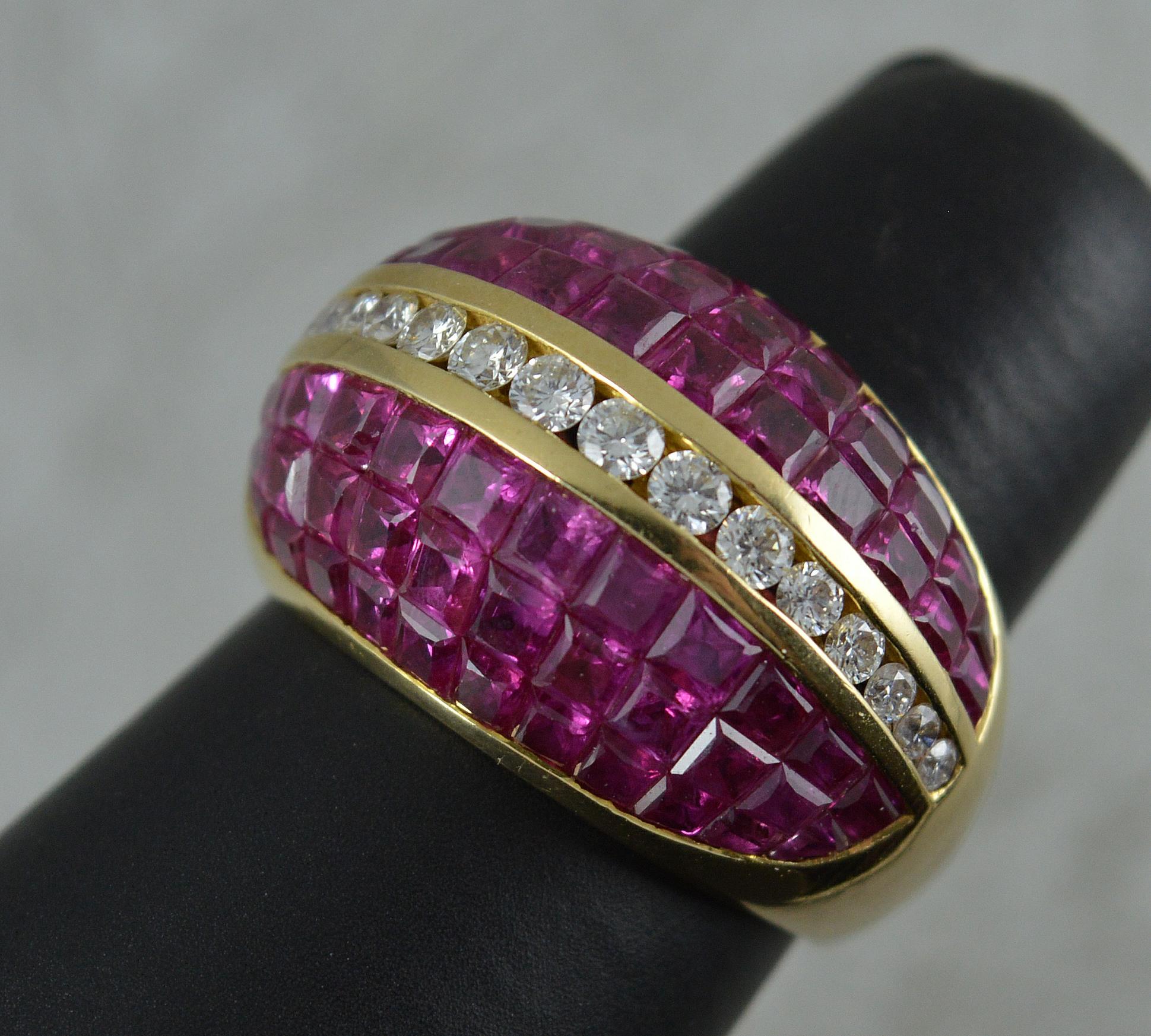 18 Carat Gold Diamond and Ruby Bombe Cluster Cocktail Ring 10