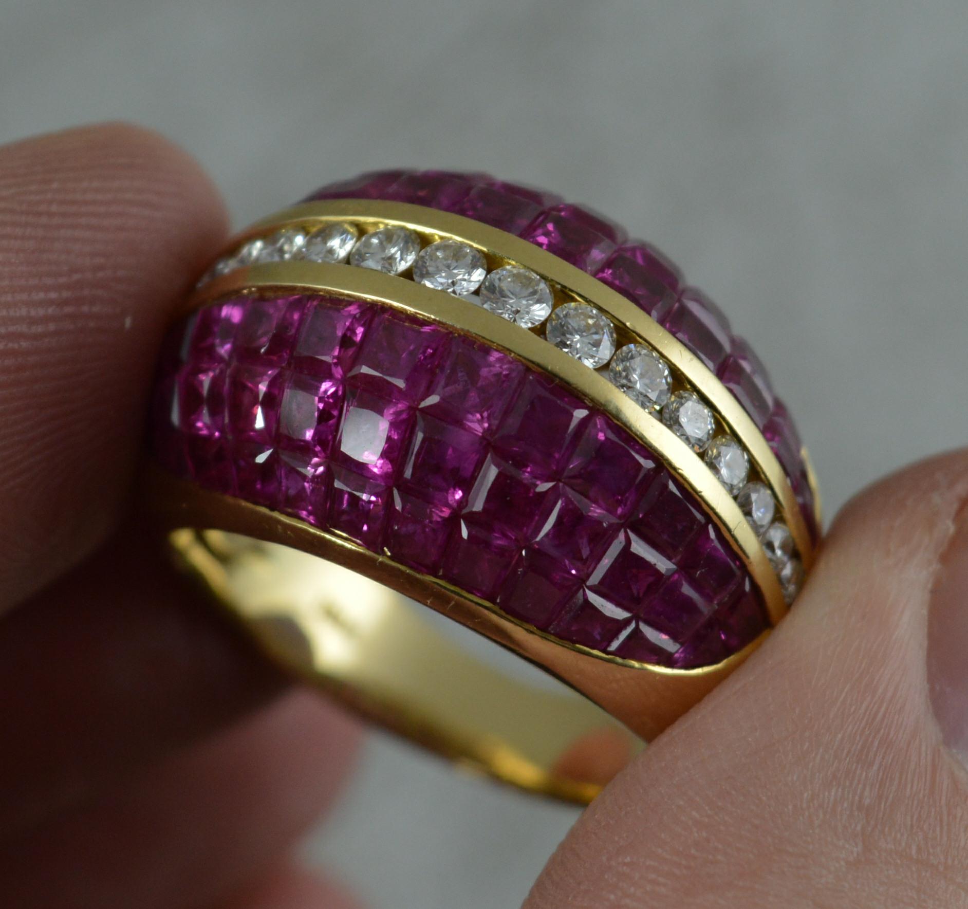 18 Carat Gold Diamond and Ruby Bombe Cluster Cocktail Ring 2